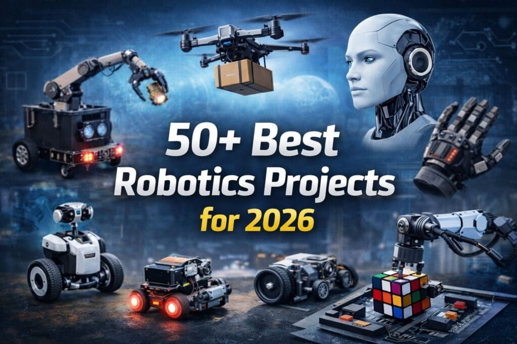 50+ best robotics projects for 2026 including robotic arm, AI robotics, automation robots, and engineering project builds.